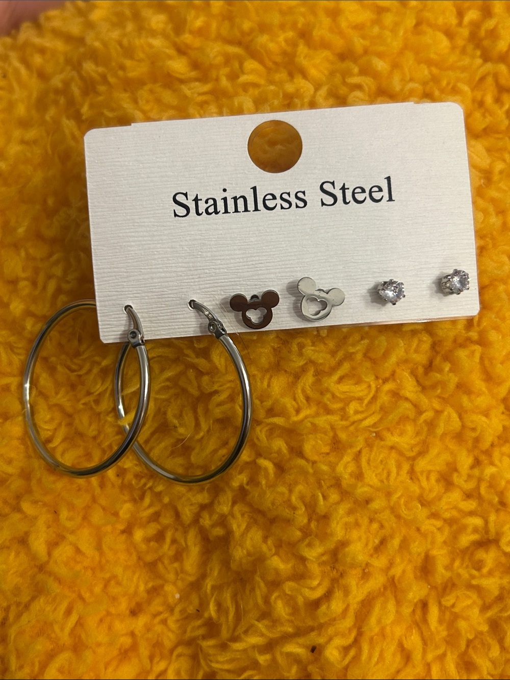 Stainless Steel Earring Set - Silver Hoops & Studs